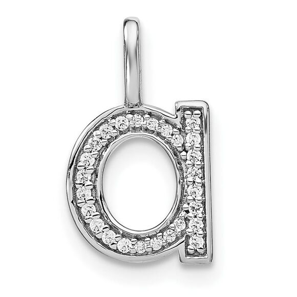Kazi Luxury 14K White Gold Diamond Lower Case Letter A Initial Pendant